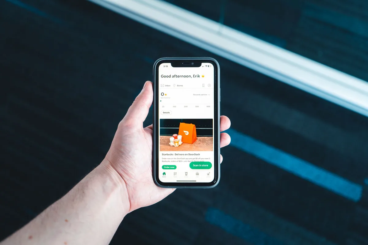hotel dining menu on mobile phone screen
