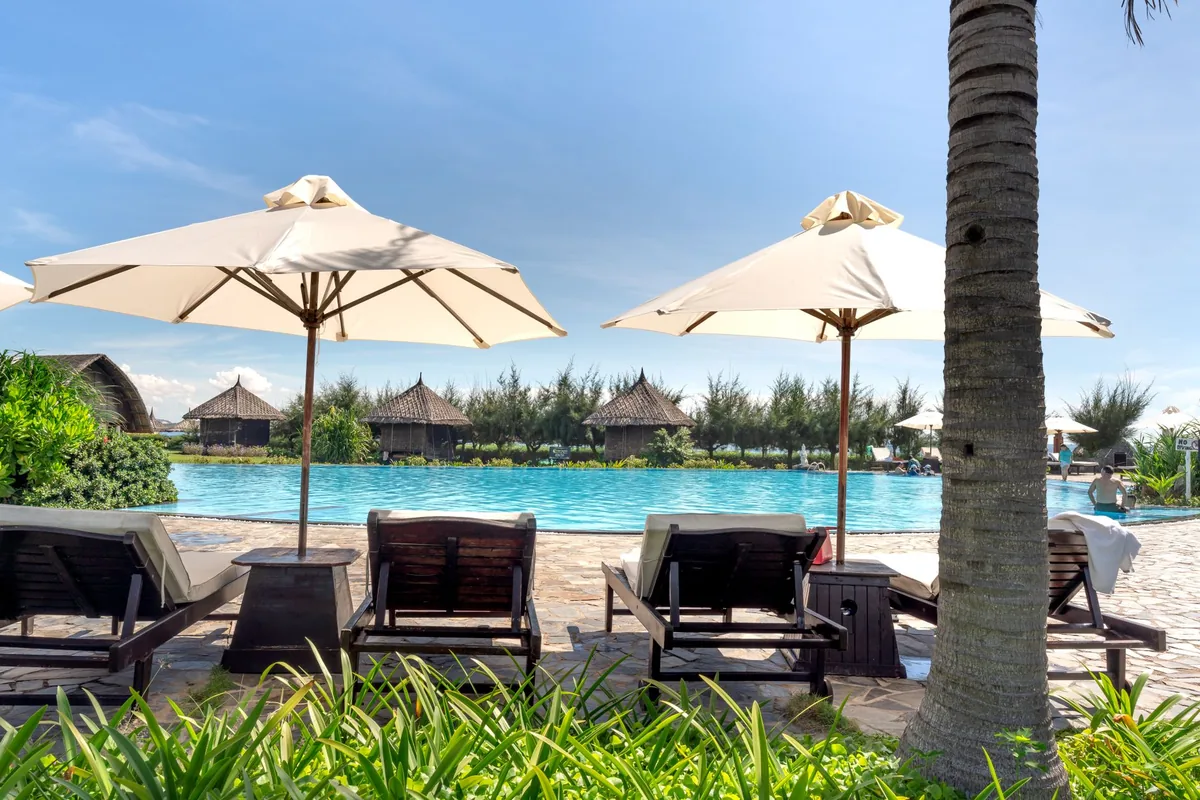 resort swimming pool lounge chairs