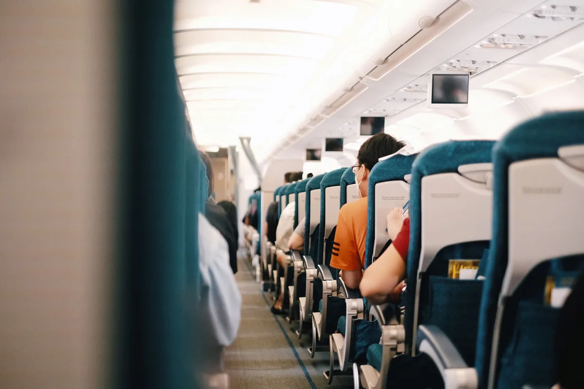passenger airplane single aisle cabin seats