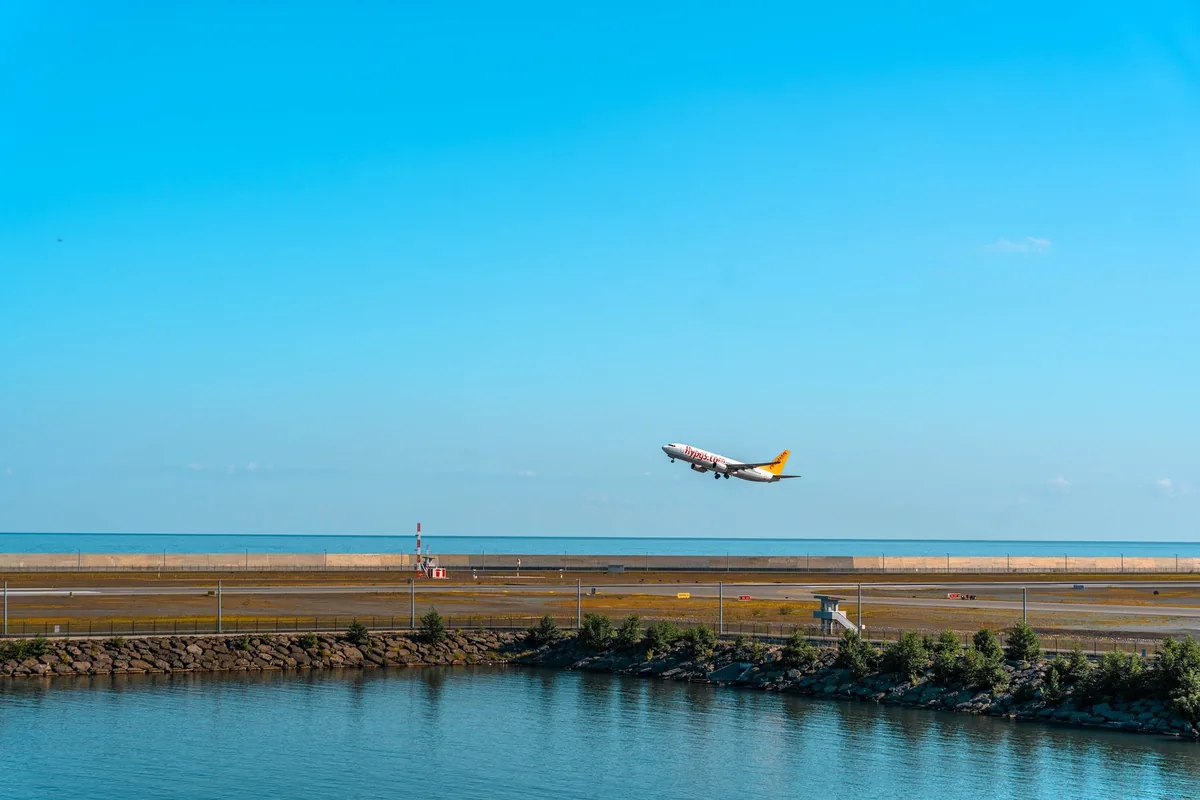 commercial airport runway airplane takeoff