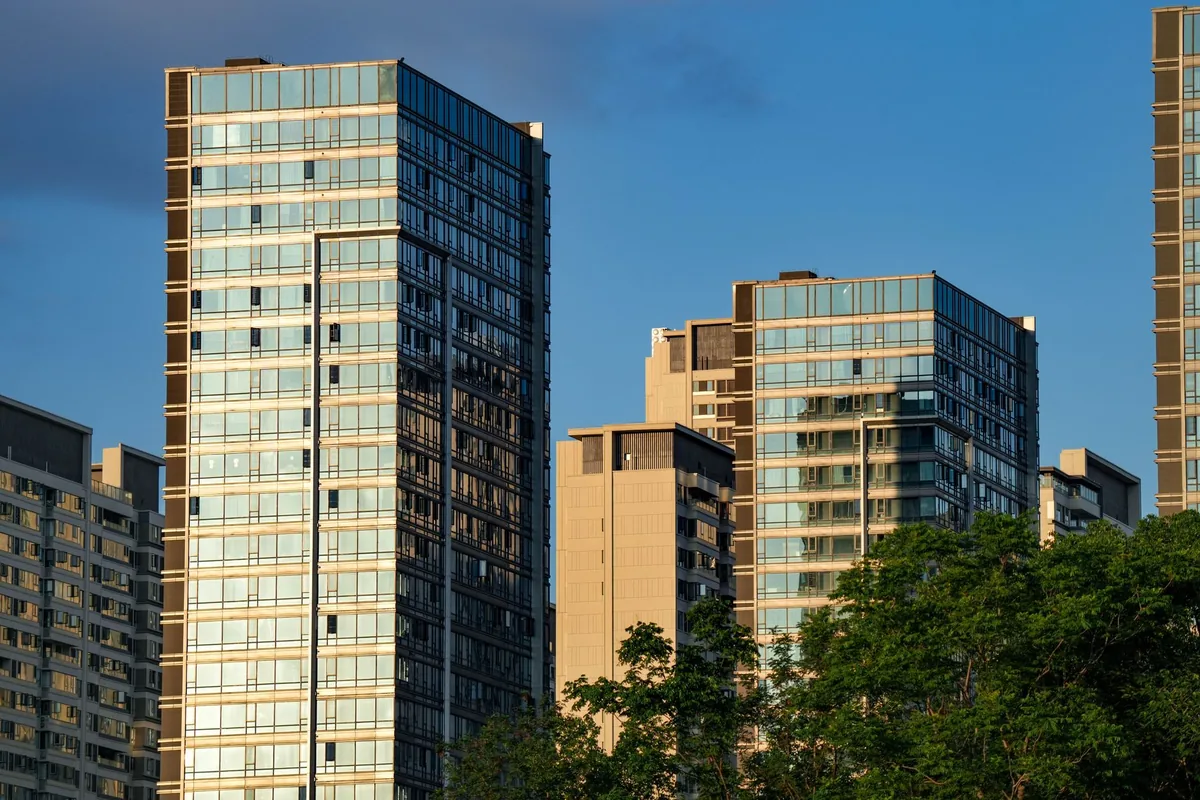 modern city skyline glass highrise