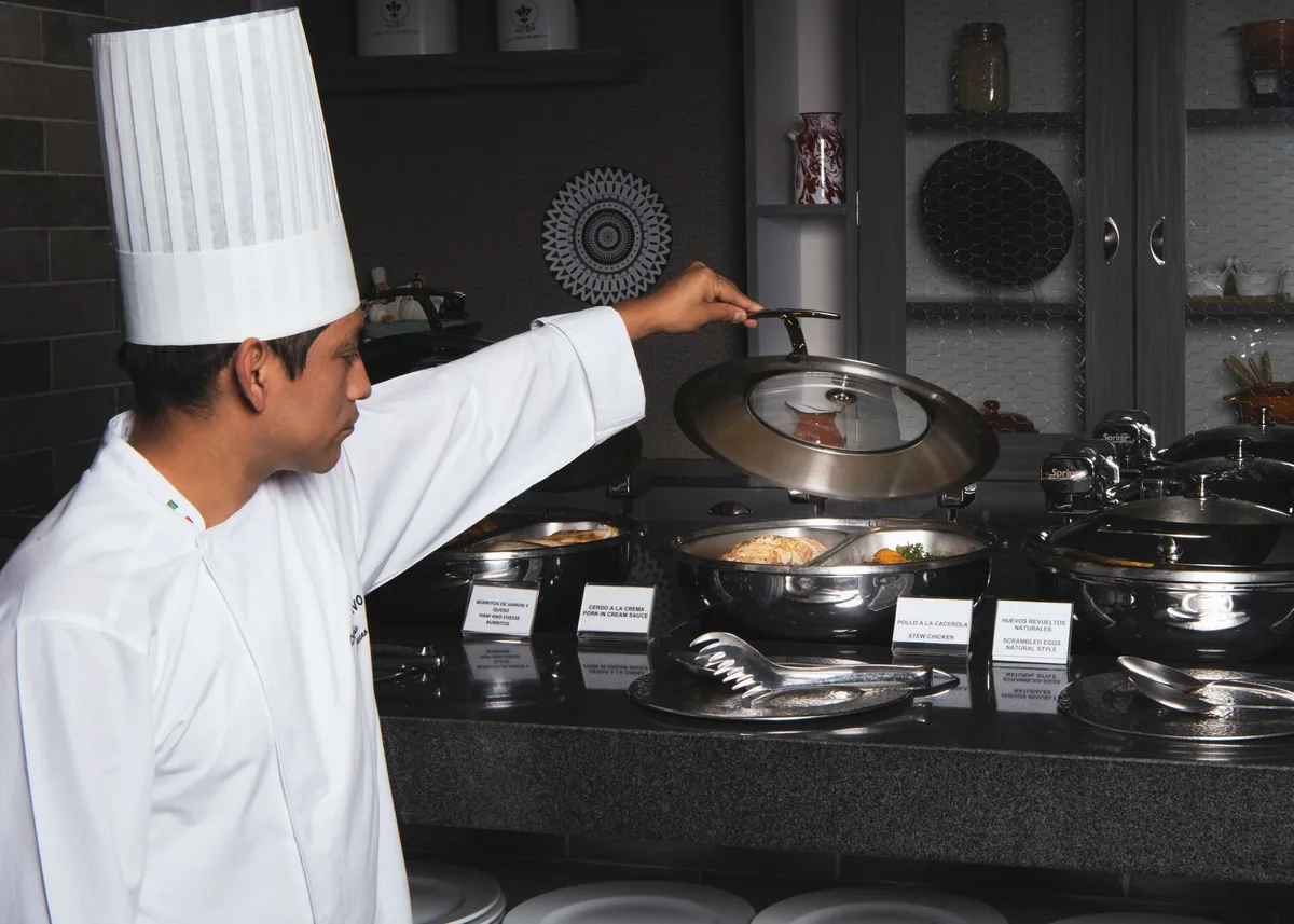 hotel dining room chef open kitchen
