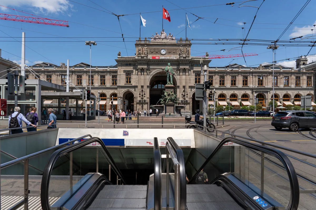 railway station plaza urban building