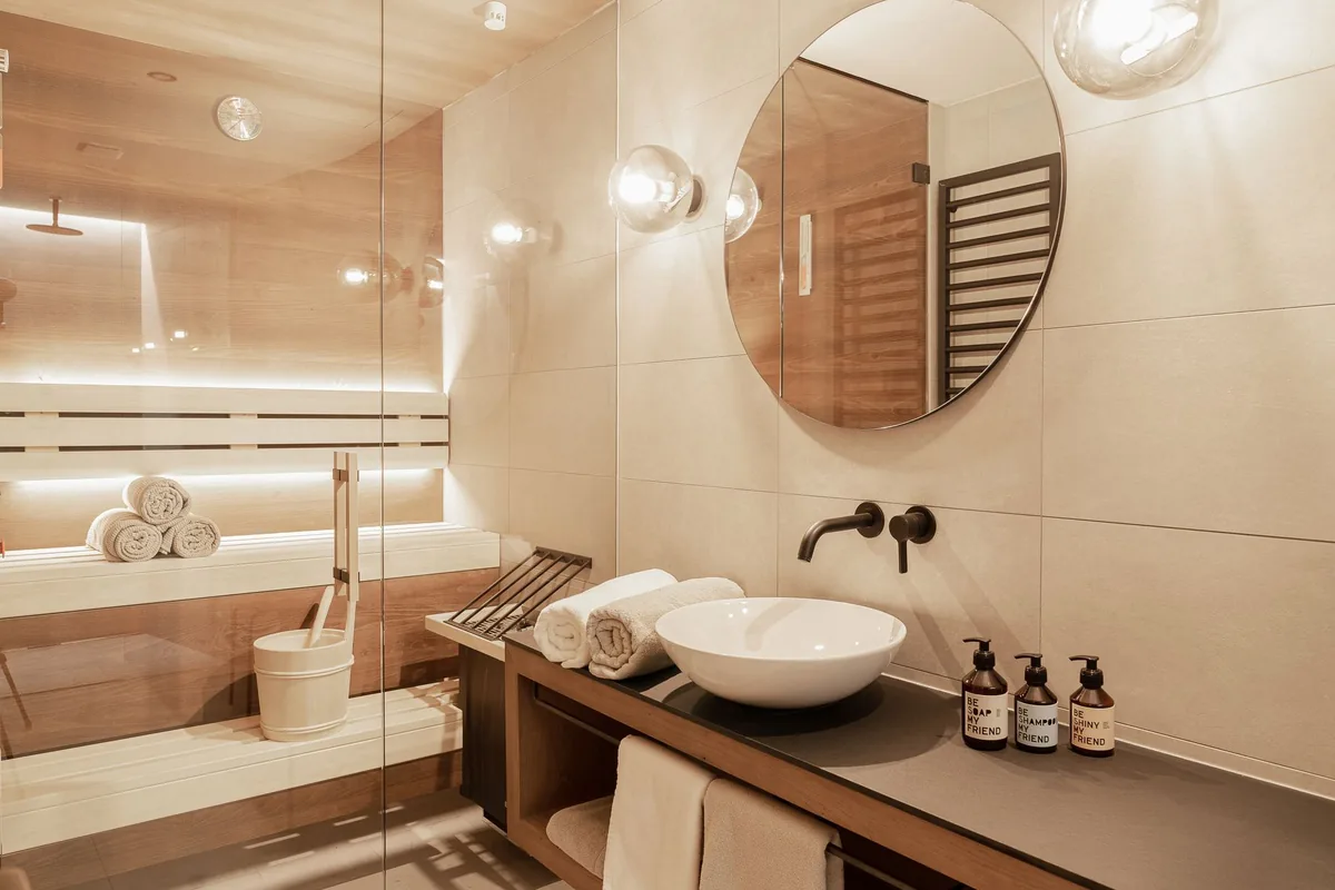 hotel suite sauna bath interior