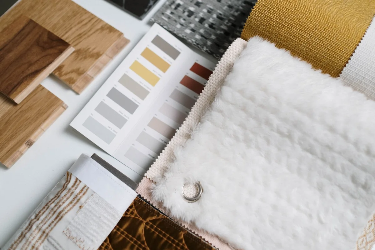 interior designer fabric wood material samples