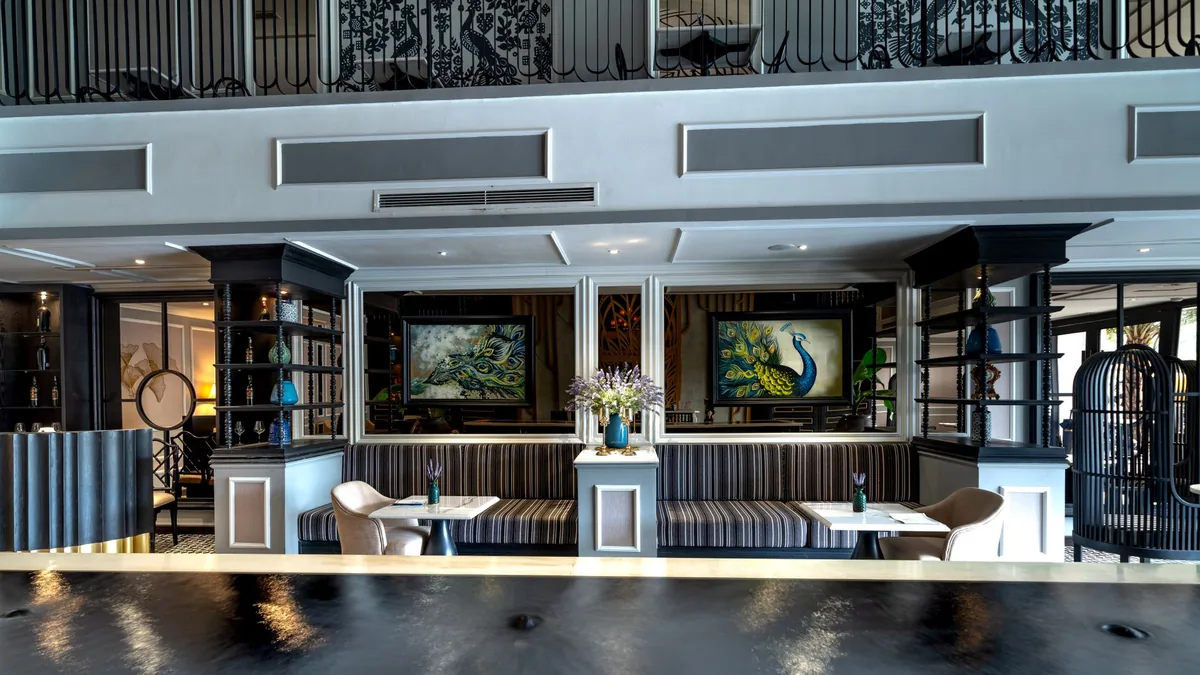 upscale city hotel lobby lounge seating