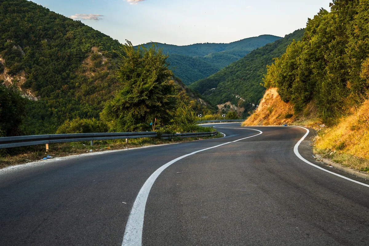 winding mountain forest highway