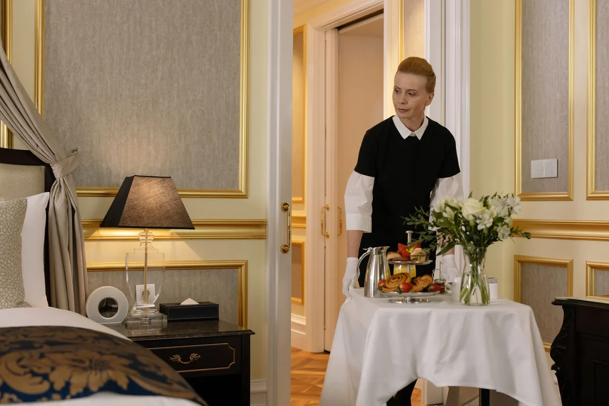 five-star city hotel room with bespoke amenities and city view