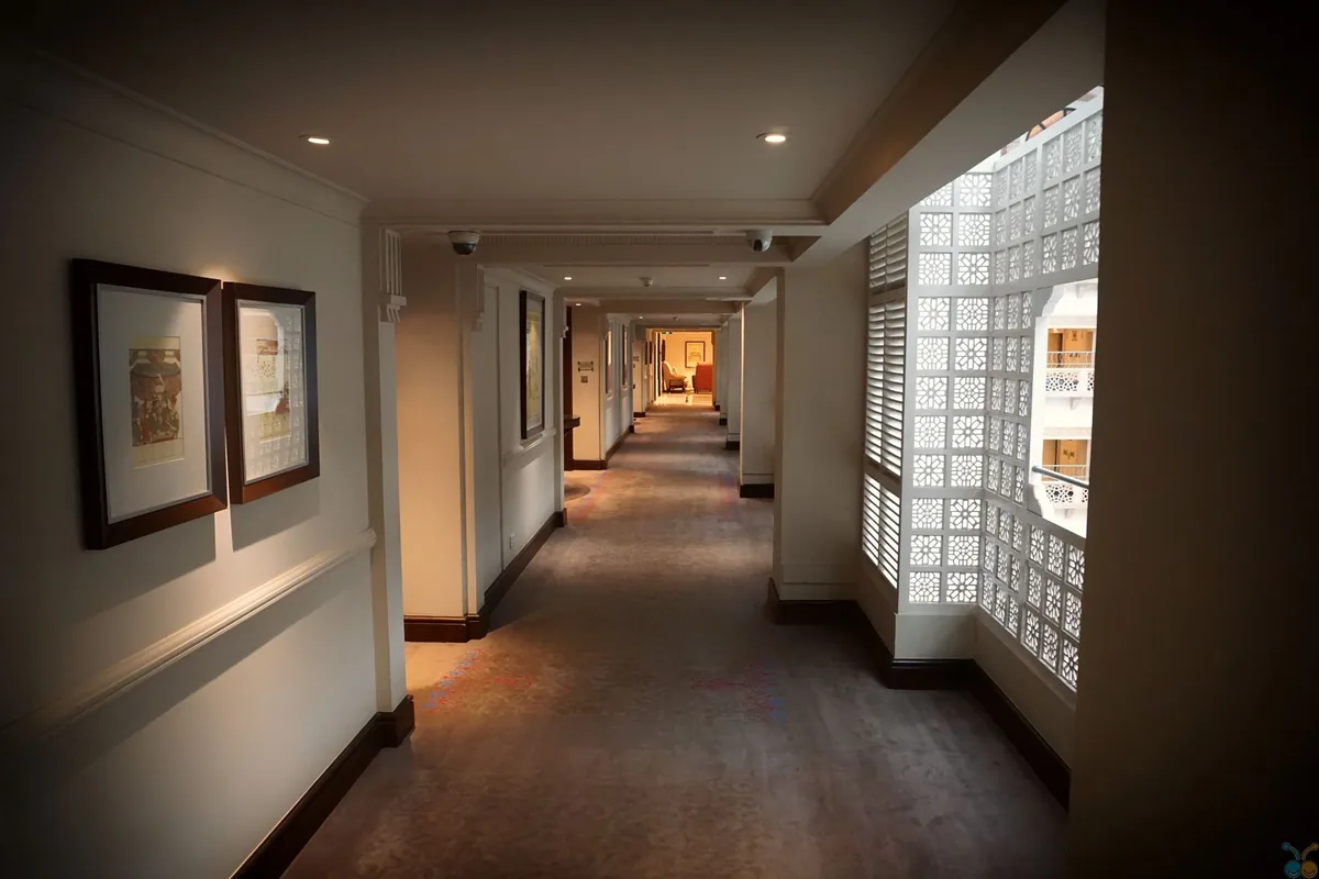 spacious contemporary hotel central corridor architectural interior