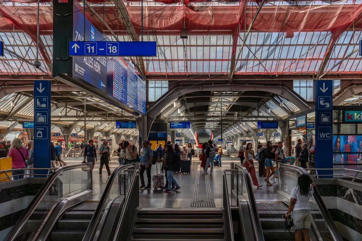 modern train station departure concourse