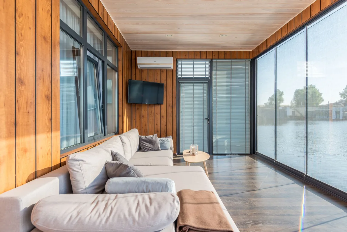 modern luxury apartment living room waterfront view