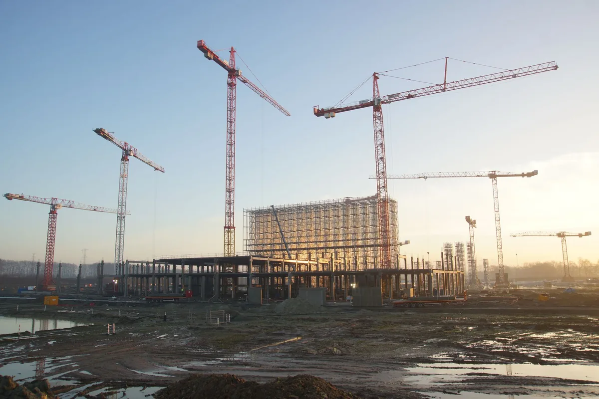 construction site commercial building framing