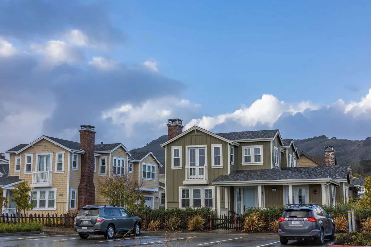 suburban residential neighborhood houses street
