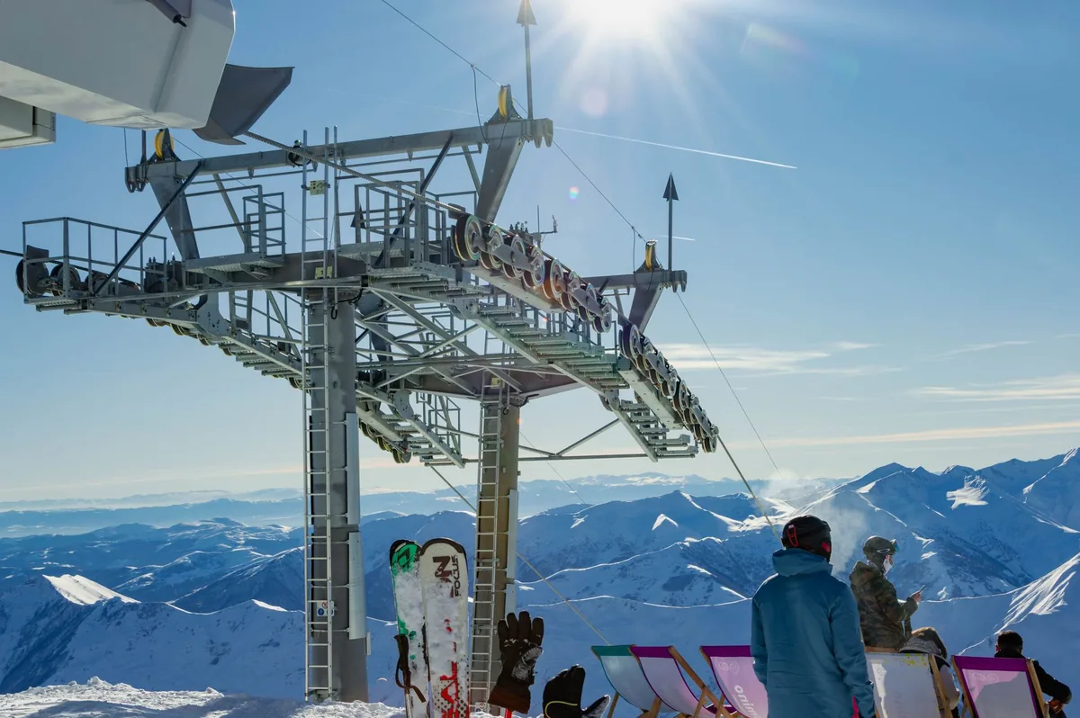 snowy mountain ski chairlift slope