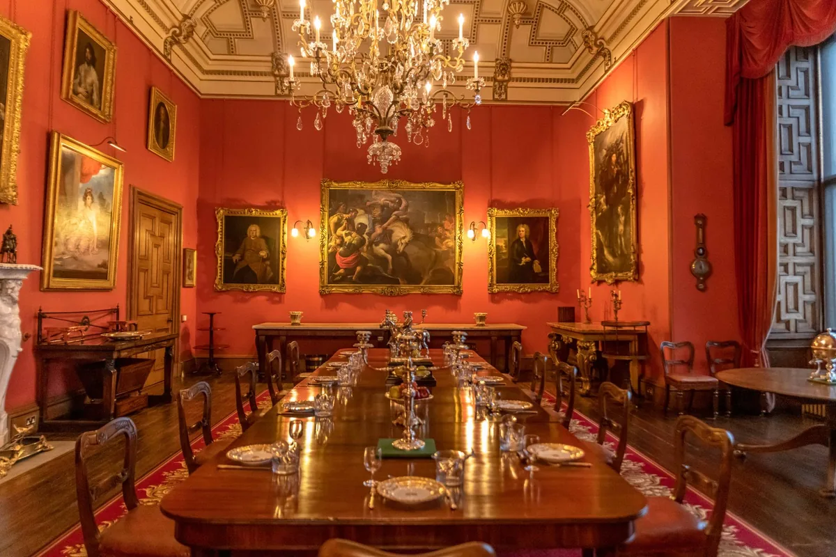 formal dining room in a historic New England inn