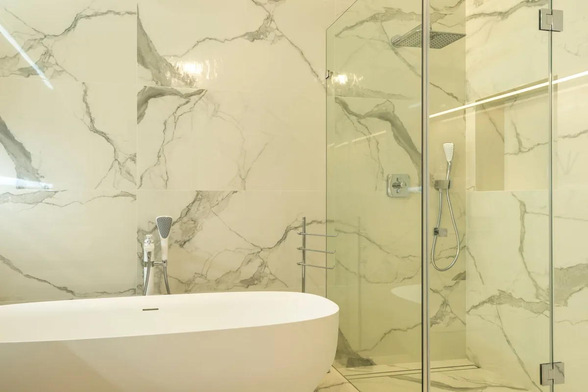 luxury hotel marble steam shower bathroom