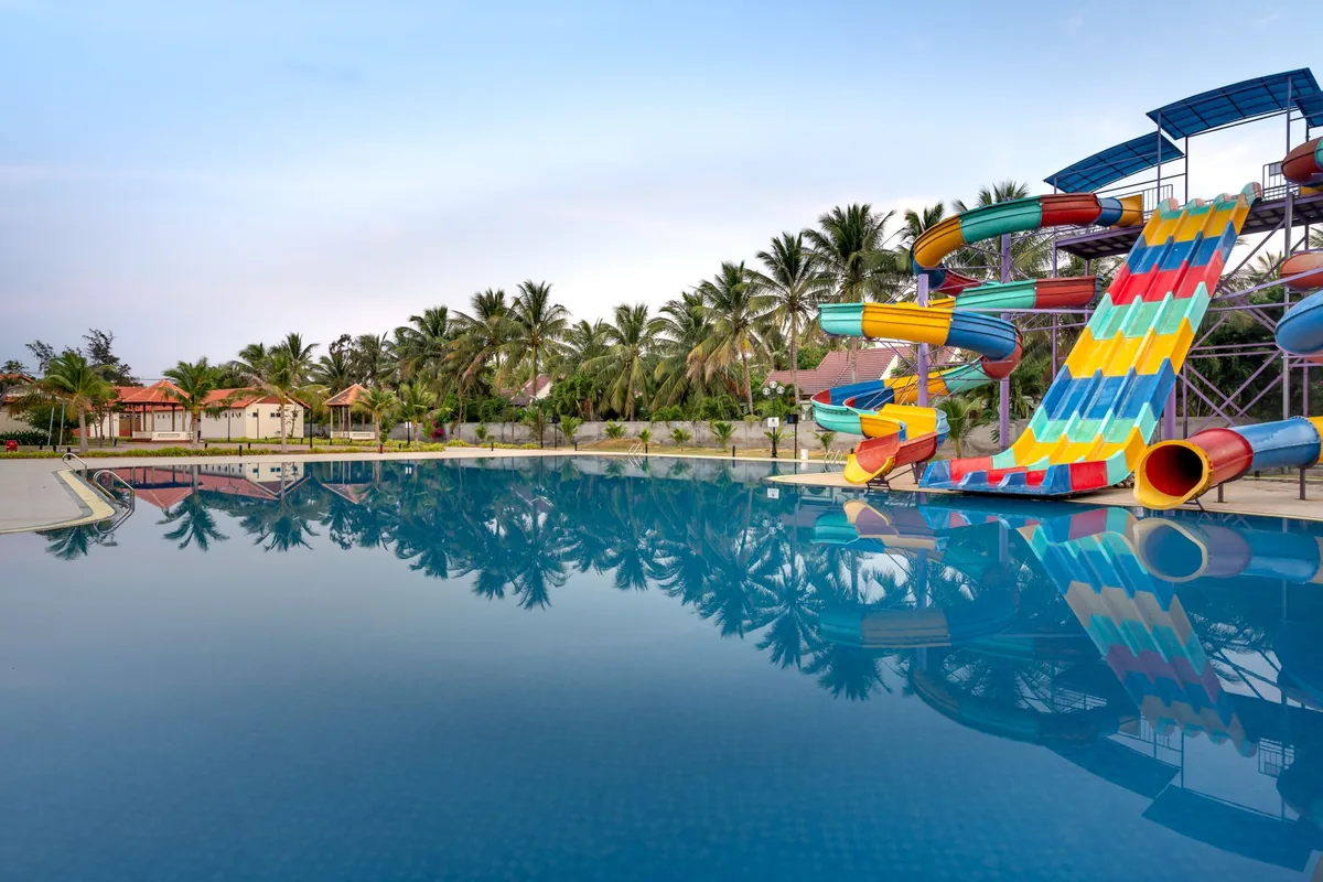 resort water slide with family riders