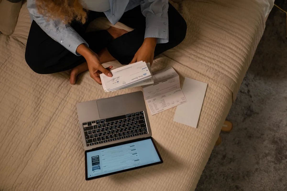 businessman checking hotel bill