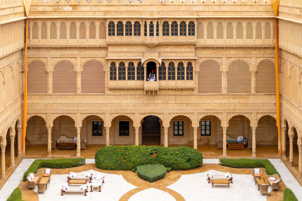 historic luxury hotel courtyard