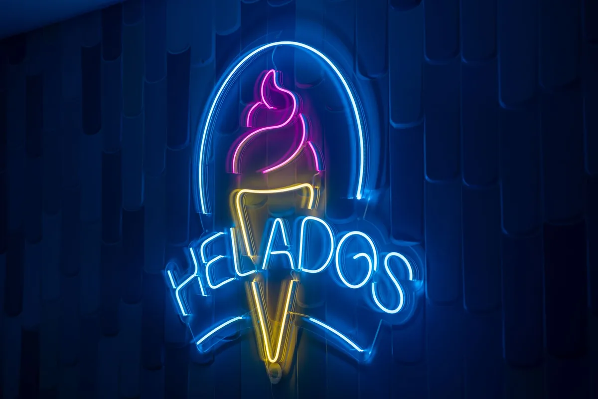 colorful modern ice cream shop interior