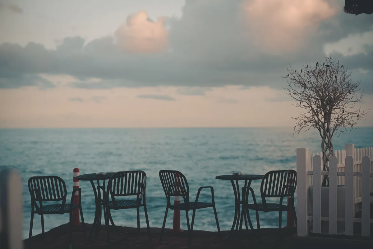 empty coastal resort patio
