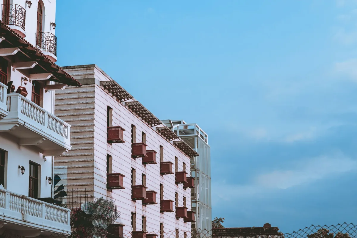 modern luxury hotel exterior city street