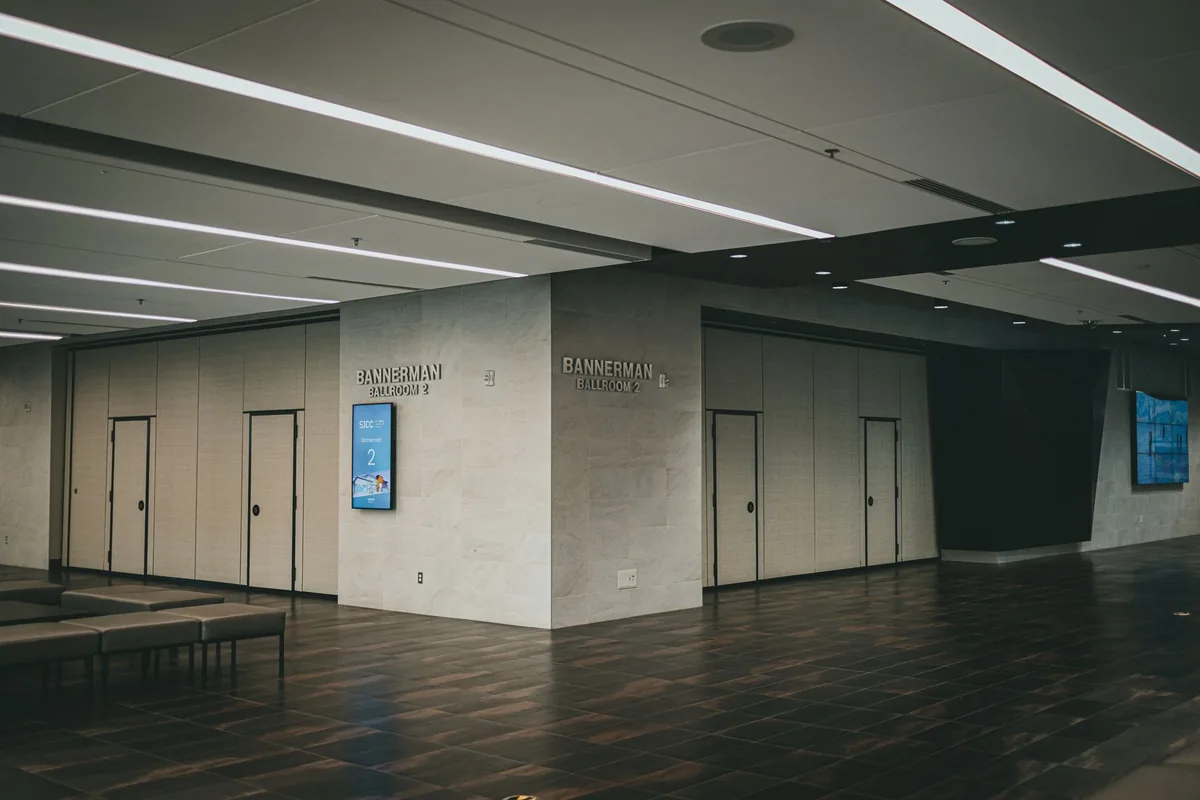 modern ballroom conference setup