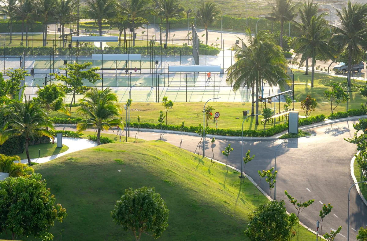 tennis courts at tropical resort