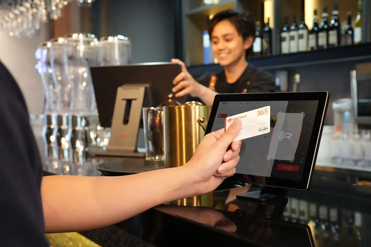 cashless payment terminal hotel counter
