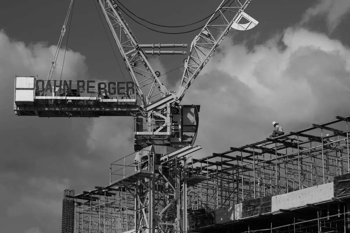 construction site crane building frame