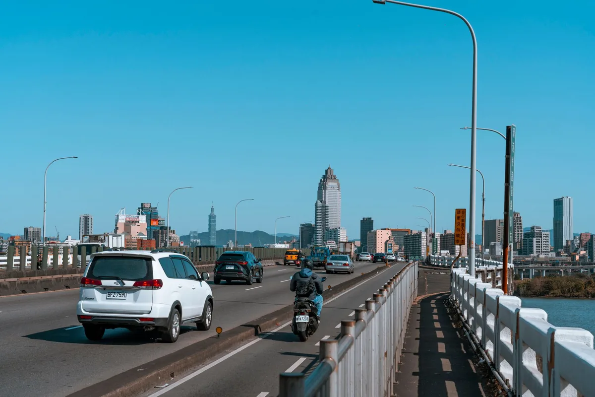 highway traffic city skyline