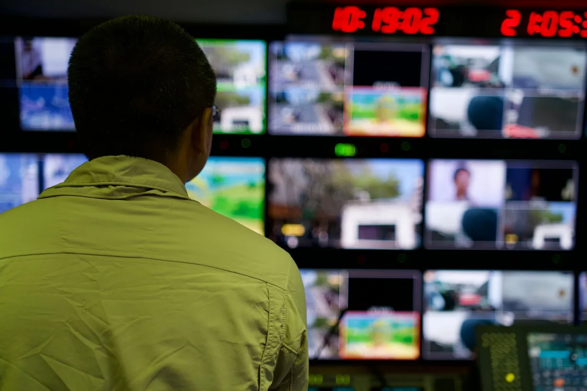 security control room video monitors