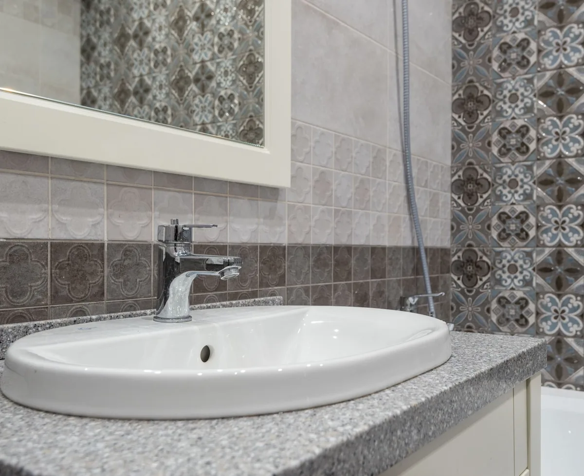modern ceramic wall tile showroom close up