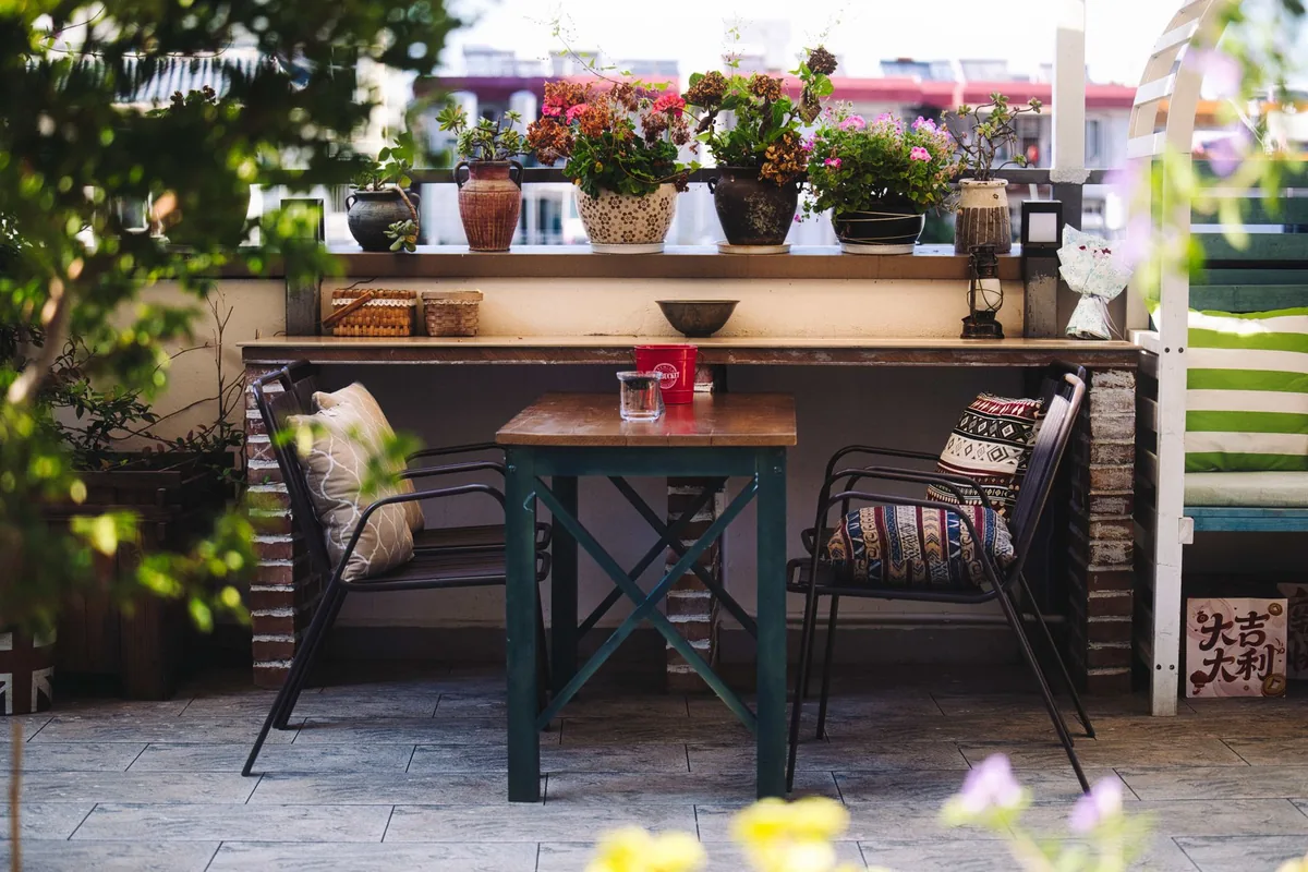 outdoor bistro table setting garden terrace