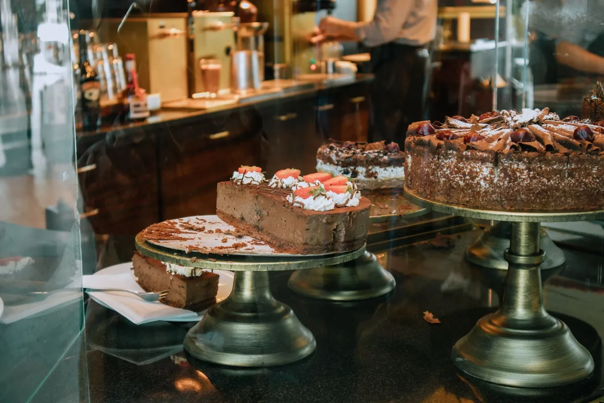 hotel coffee shop pastry display