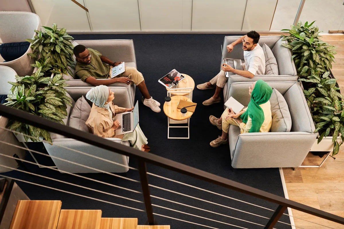 hotel coworking lounge area