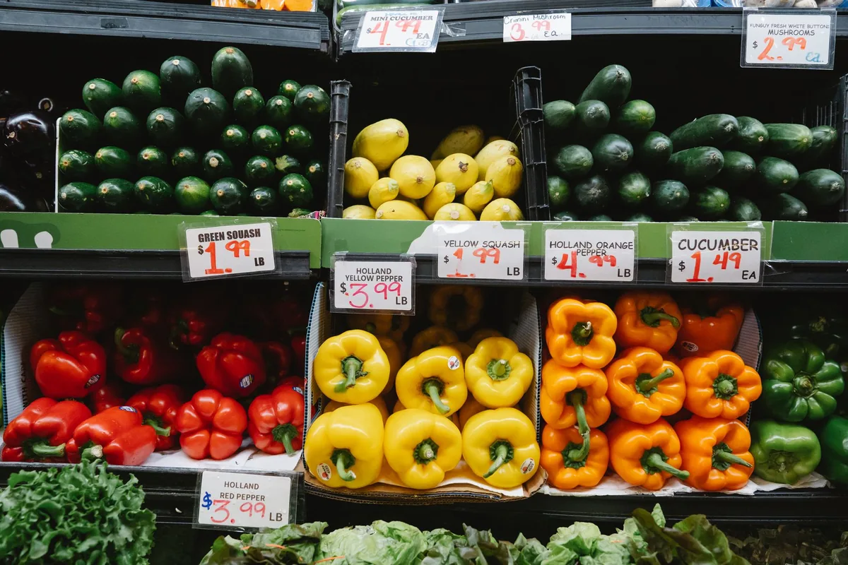 fresh produce in local grocery store market