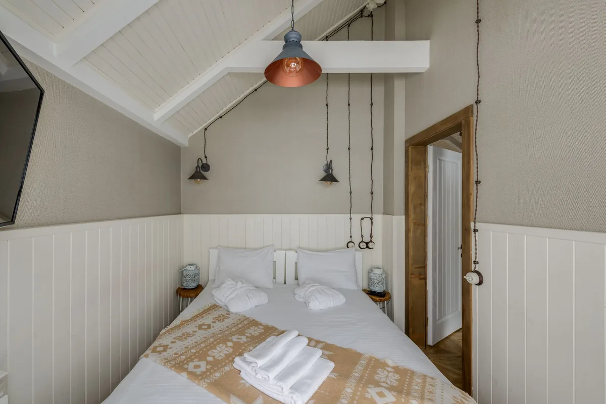 compact hotel bedroom modern interior