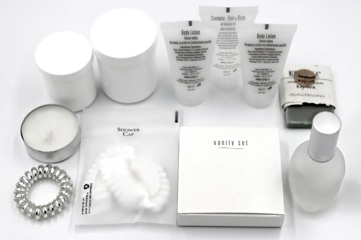 luxury hotel bathroom amenities counter display