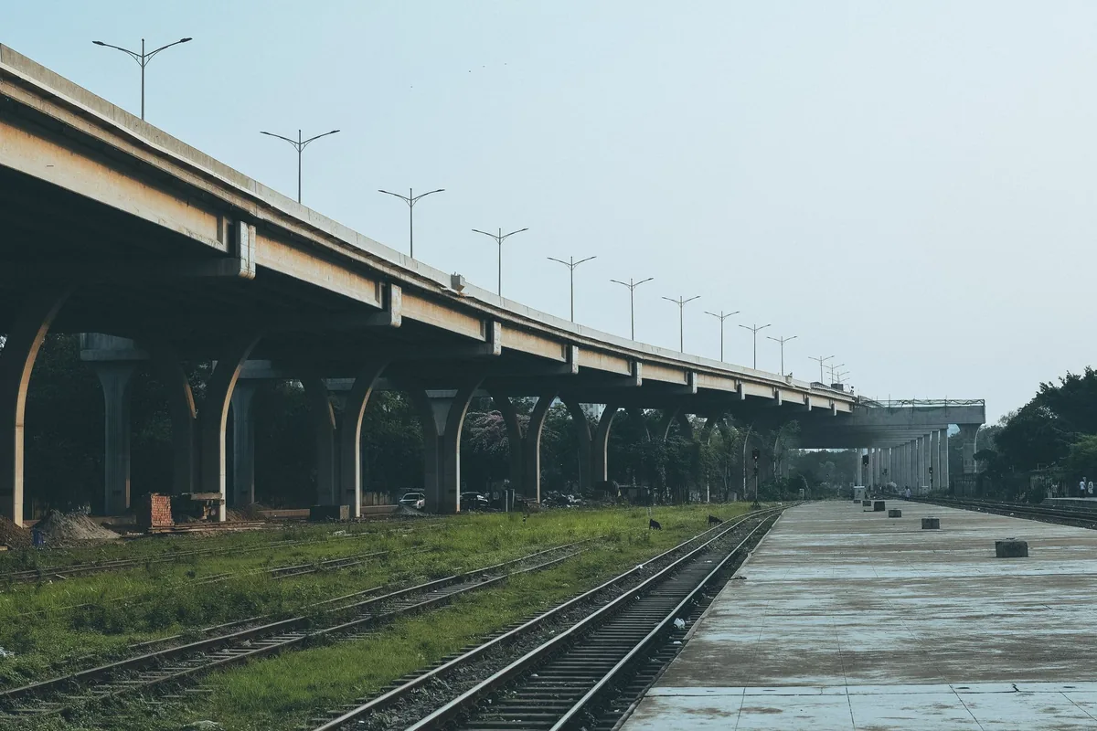 construction of a high-speed rail viaduct in India