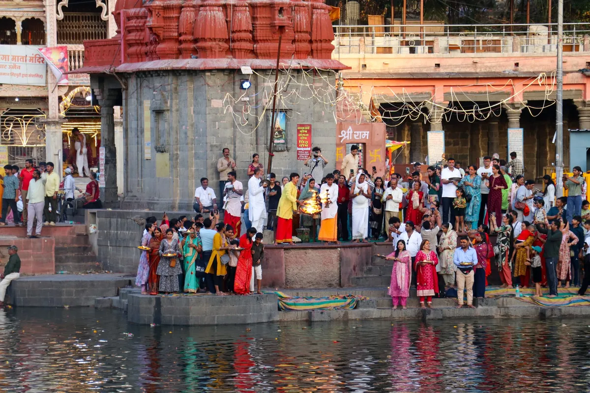 pilgrims near a temple in Ujjain India
