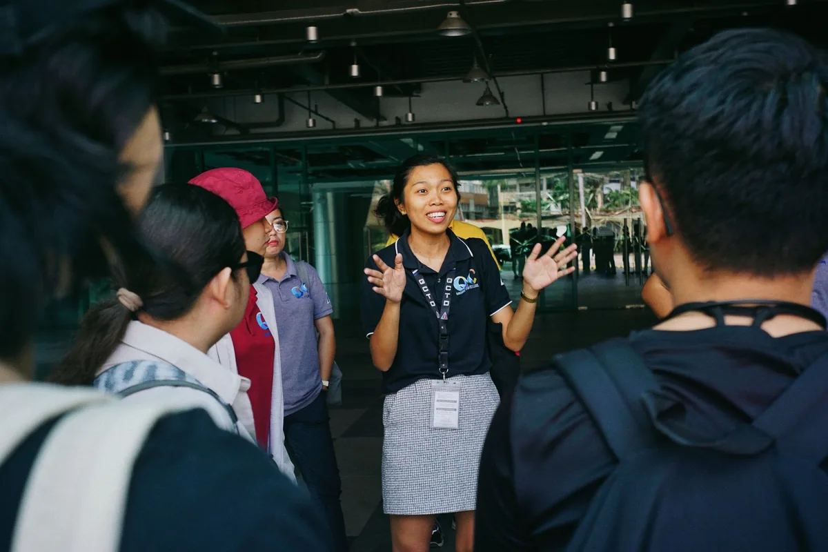 tour guide travelers outdoors