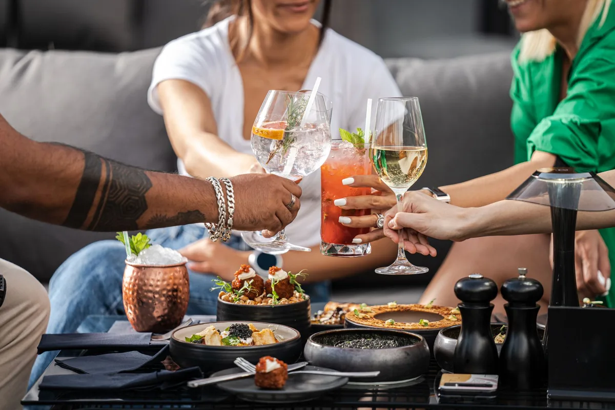 hotel terrace dining cocktail table