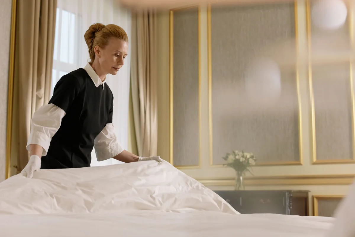 boutique hotel guest room interior luxury bedding
