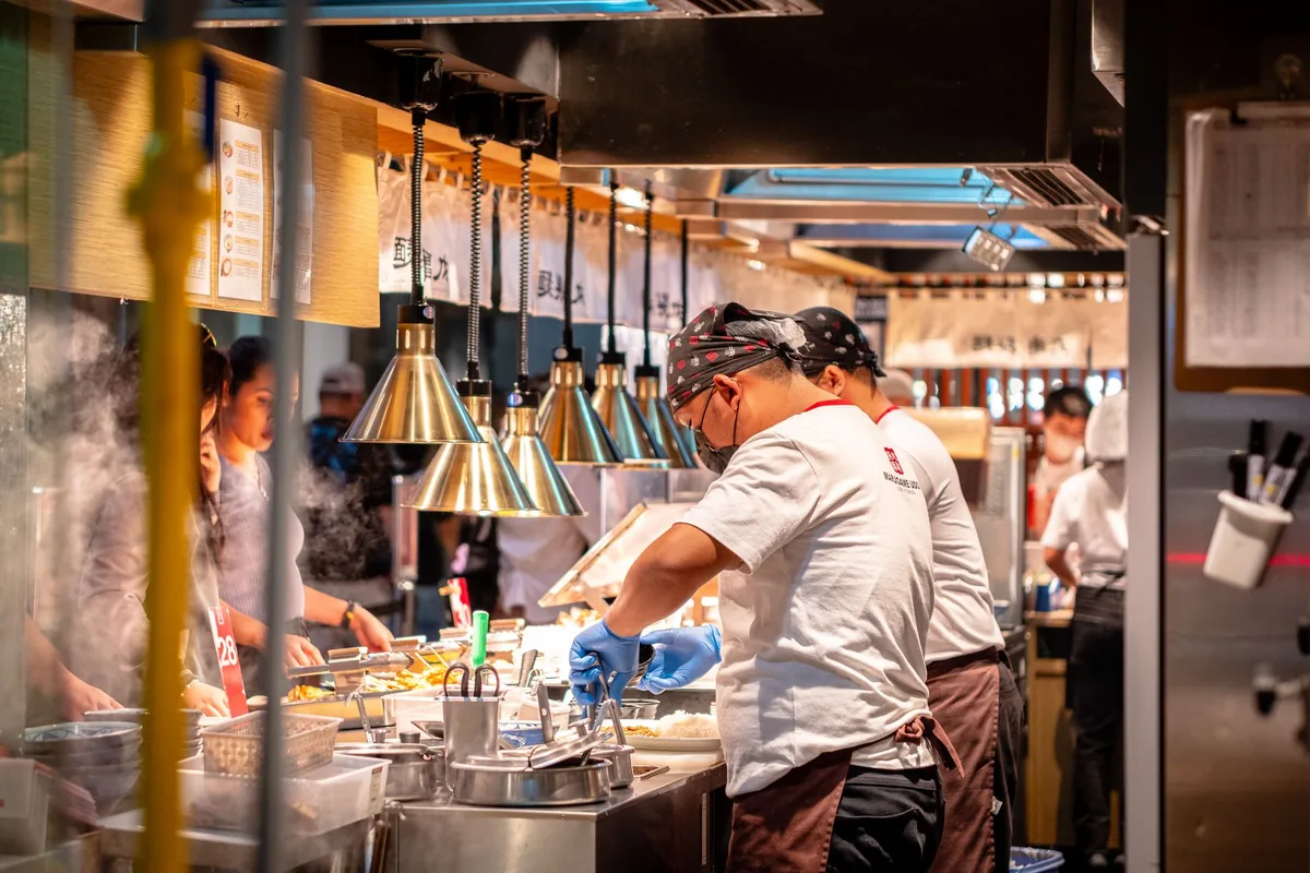 commercial hotel kitchen chef cooking station