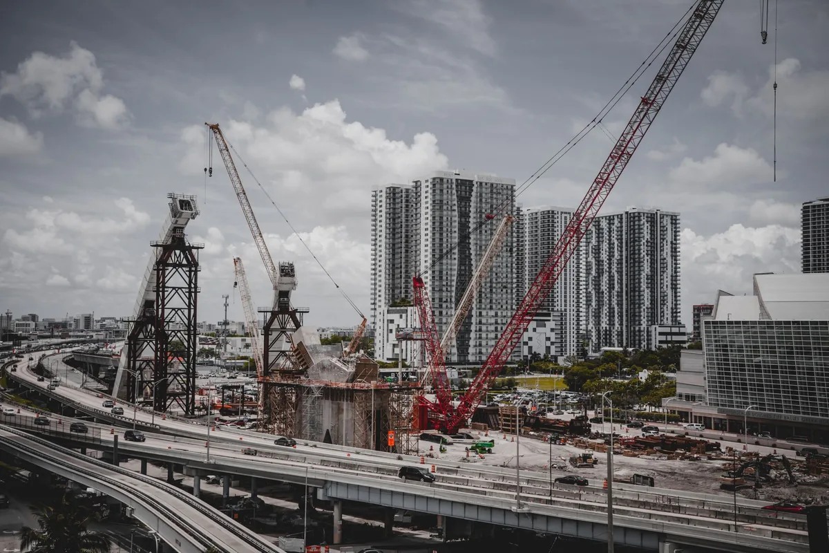 modern city skyline crane construction