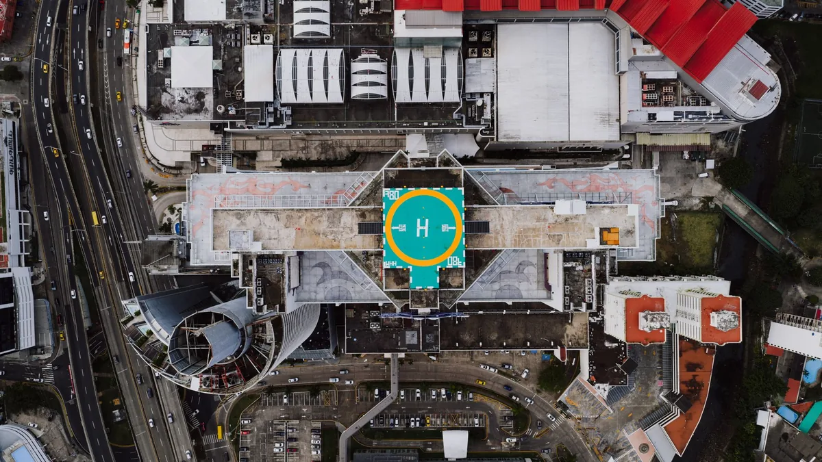 rooftop helipad on a skyscraper