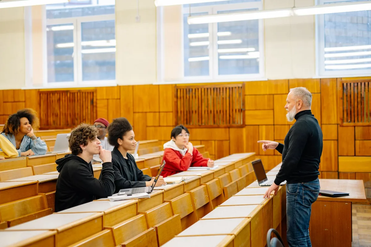 university lecture hall students