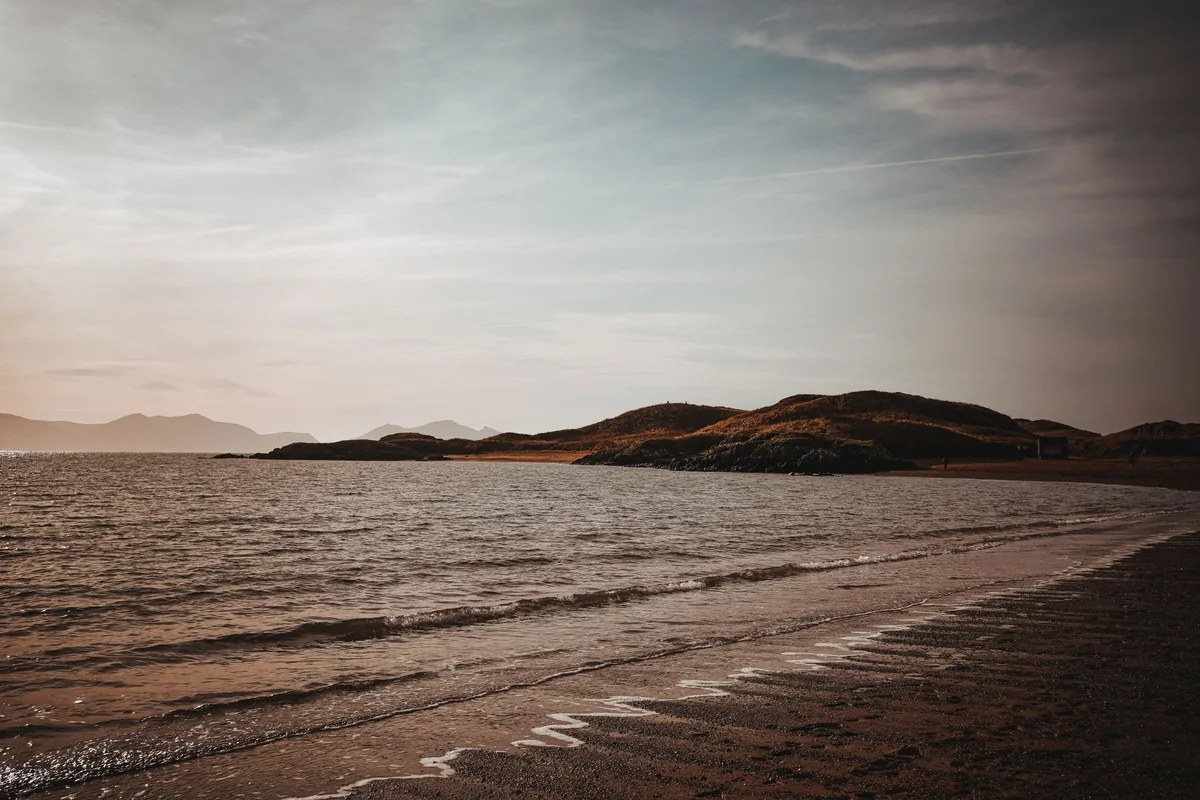 coastal road view Anglesey Wales coastline