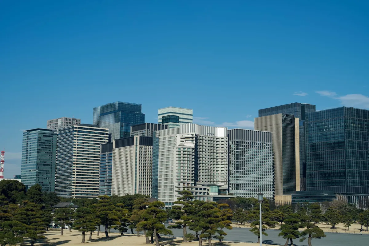 modern city skyline commercial buildings
